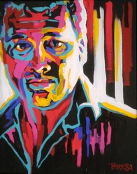 colourful colorful quirky fun funky acrylic art portrait by Teresa Mundt Teresa’s Easel