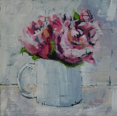 Rosy Posy colourful colorful quirky fun funky acrylic art painting roses still life by Teresa Mundt Teresa’s Easel